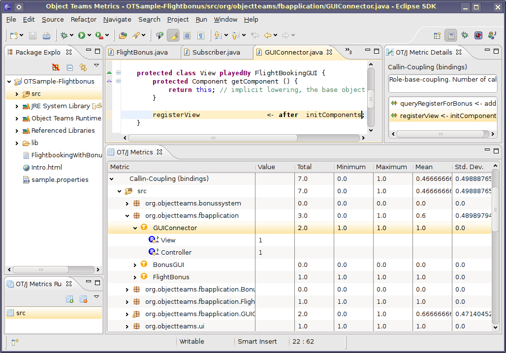 The Object Teams Metrics perspective